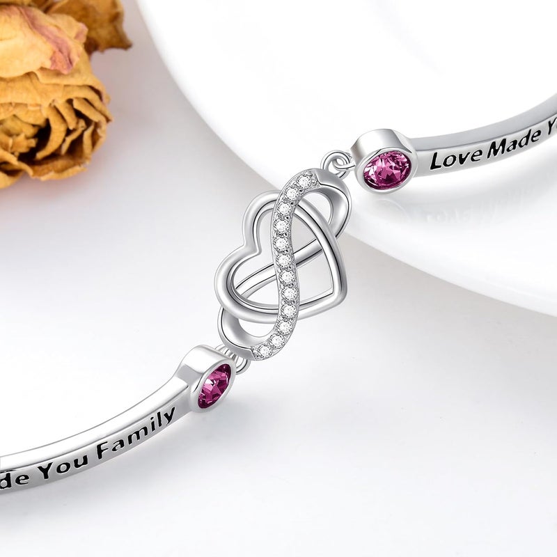 AOBOCO 925 Sterling Silver Adjustable Infinity Heart Bangle Bracelet for Sister Best Friend Daughter Mom Grandma Granddaughter Daughter in Law Godmother Goddaughter Stepmom Stepdaughter - Image 3